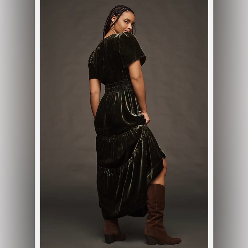 Anthropologie The Somerset Maxi Dress: Velvet Edition Dark Green - size XS - Picture 8 of 13